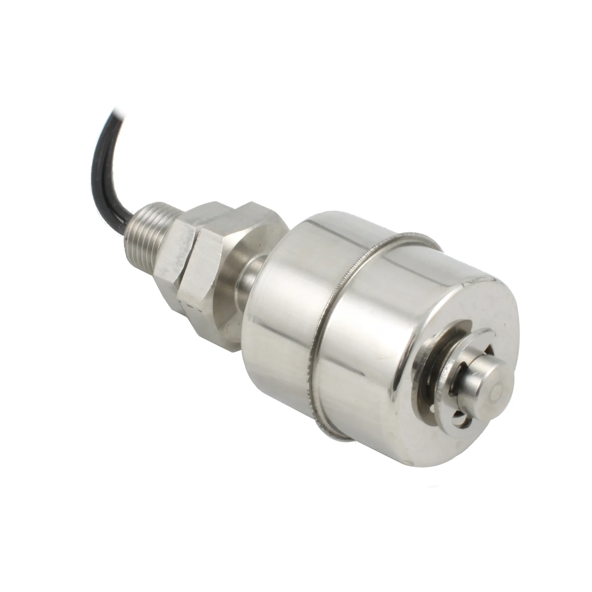 Поплавковый датчик уровня жидкости, вертикальное исполнение, -20 +120 С, соединение- резьба 1/8"PF нерж. сталь, кабель 500 мм, поплавок D=28 мм нерж. сталь