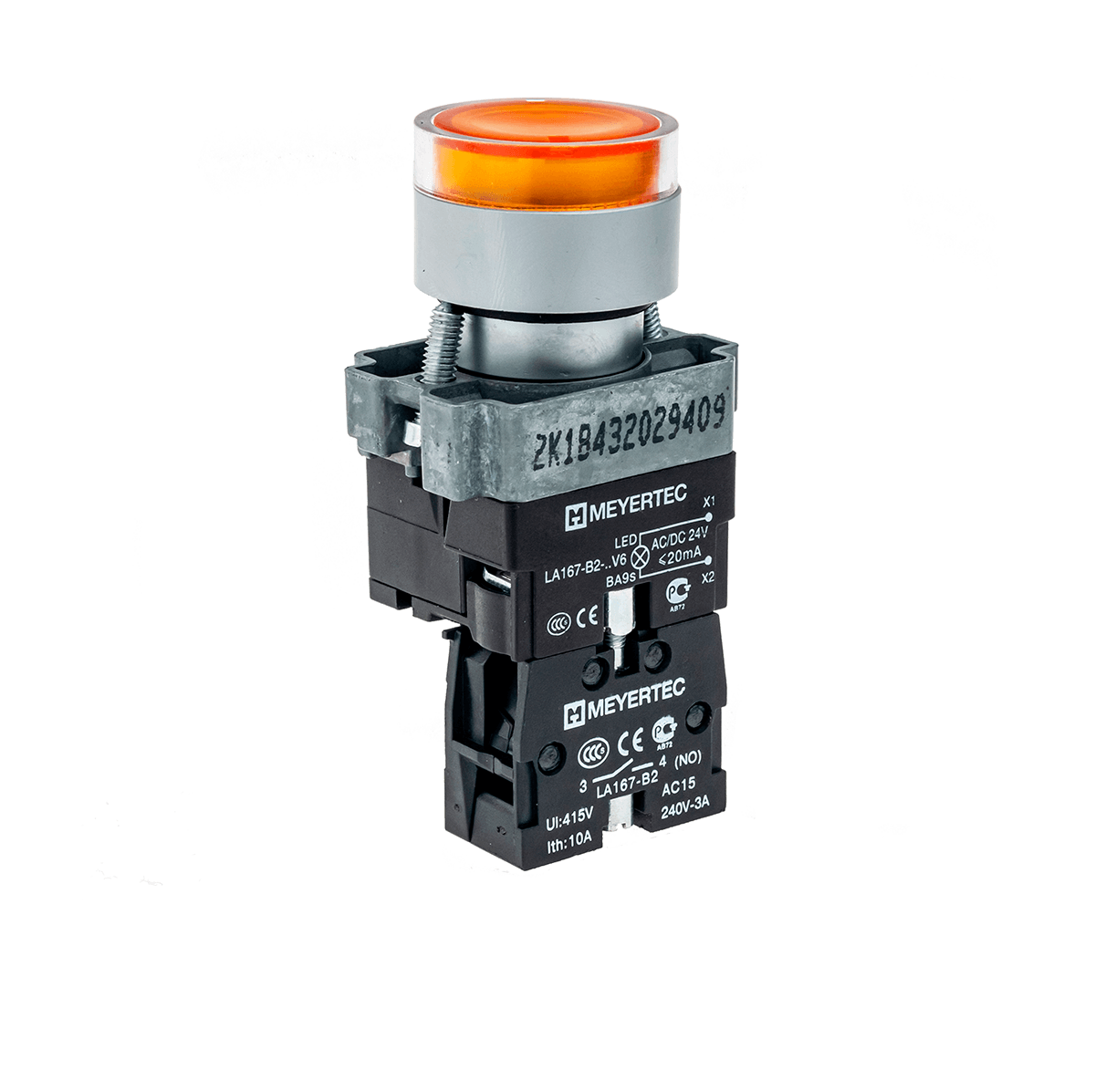 Кнопка с подсветкой желтая 24V 1NO