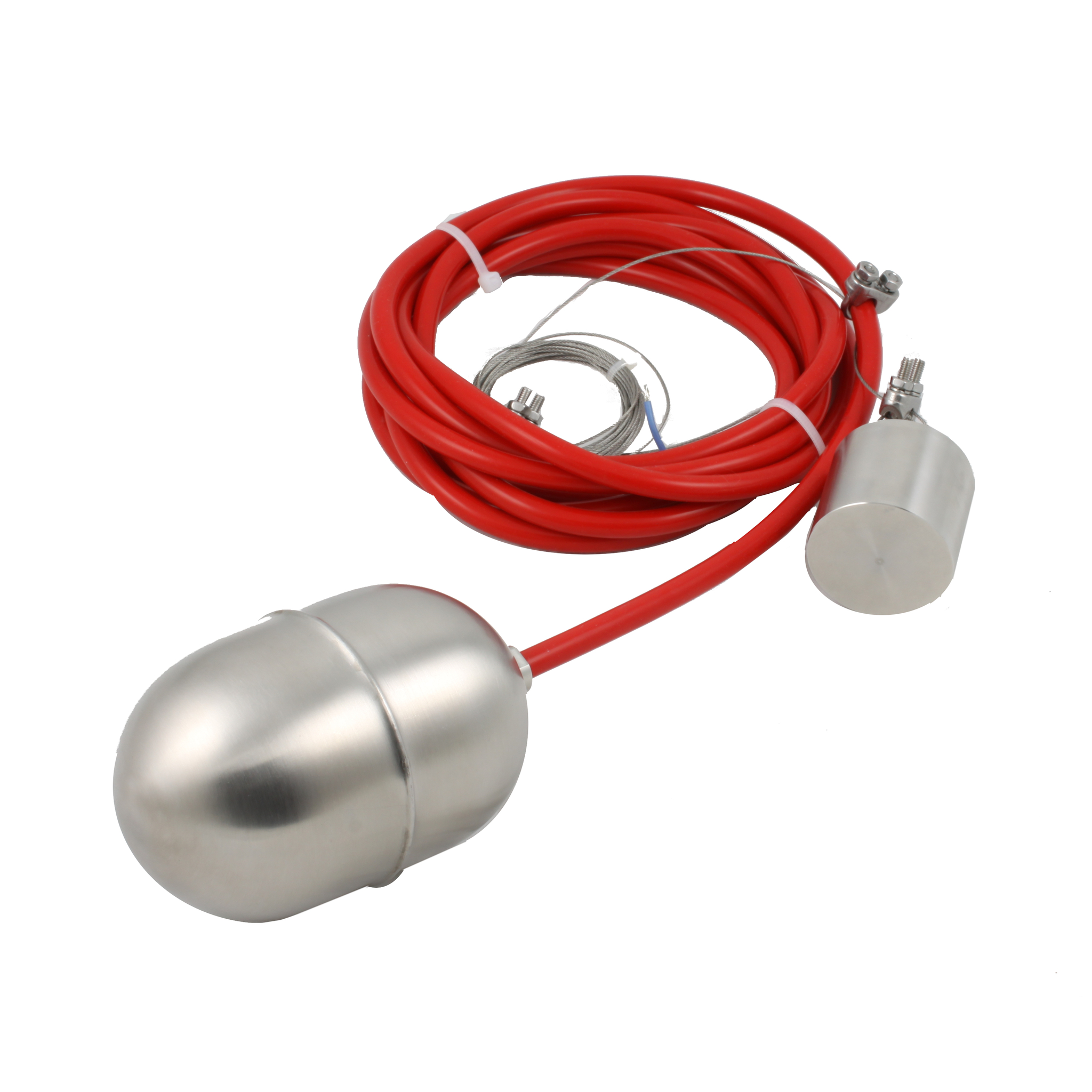 Поплавковый датчик уровня жидкости, исполнение на кабеле 5 м, -10 +180 С, поплавок- нерж. сталь, кабель- силикон