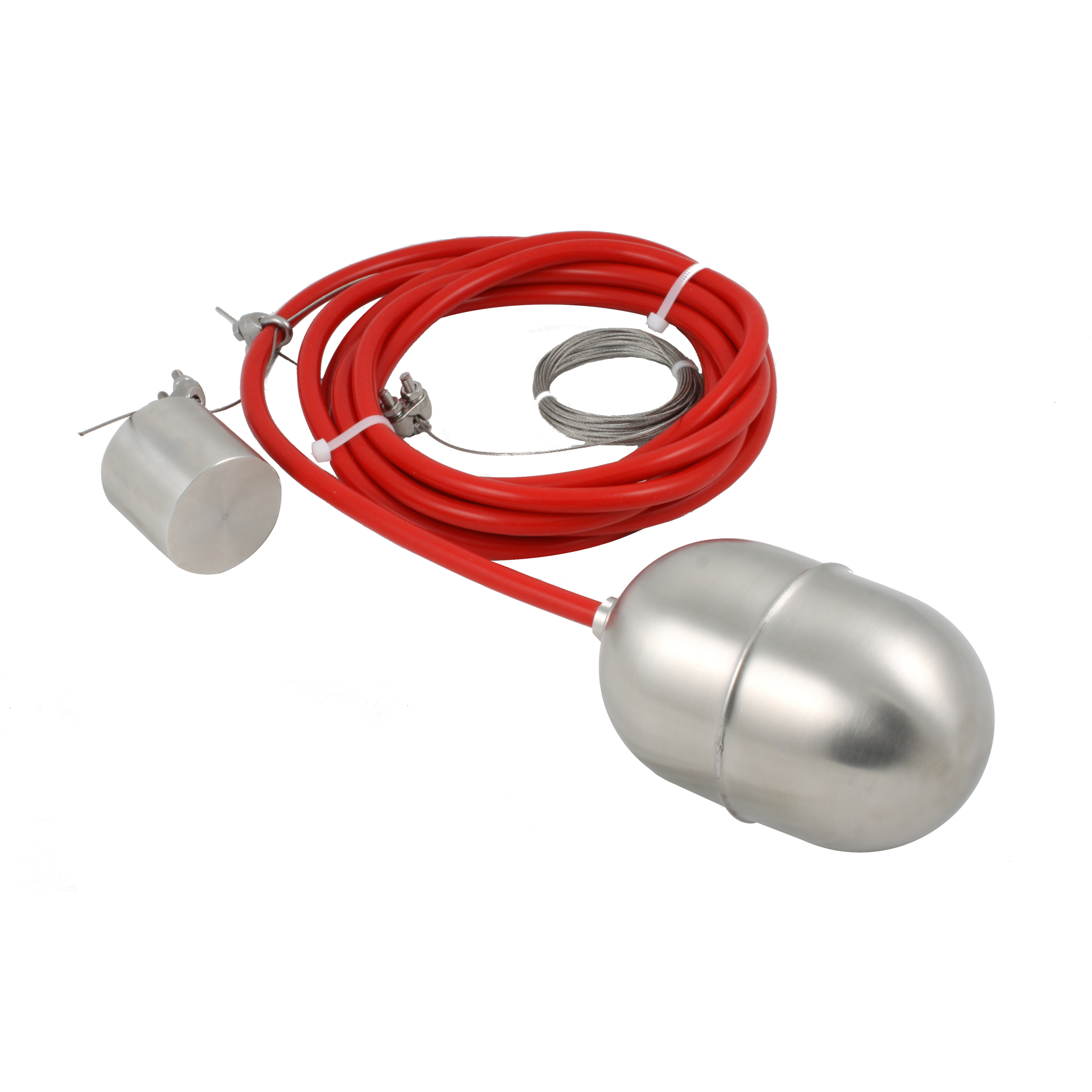 Поплавковый датчик уровня жидкости, исполнение на кабеле 10 м, -10 +180 С, поплавок- нерж. сталь, кабель- силикон