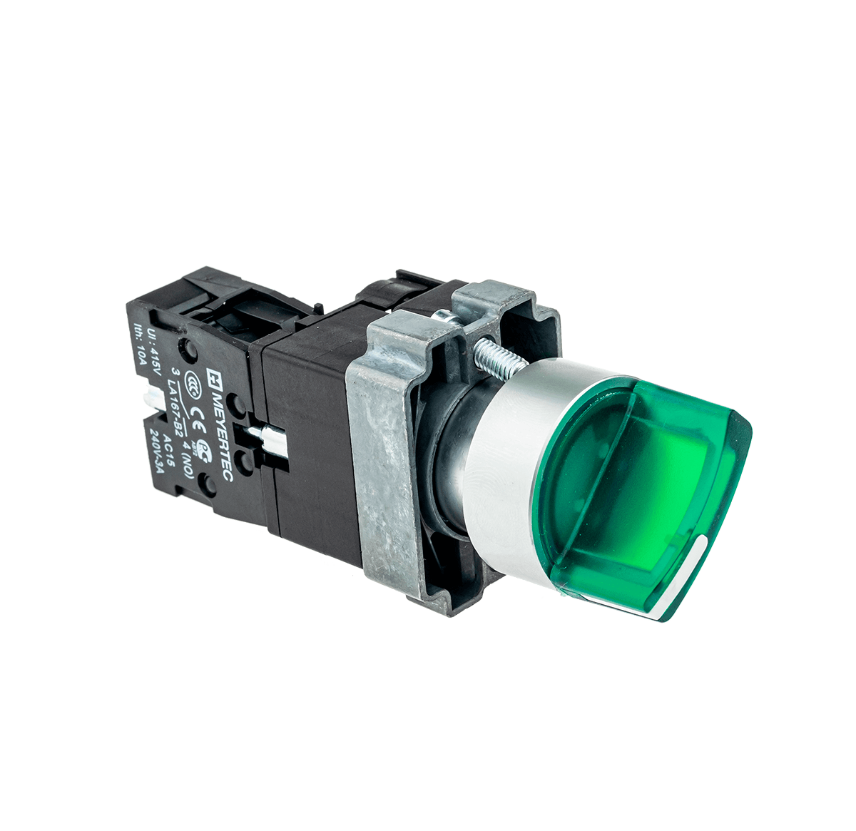 Переключатель с подсветкой, с фиксацией, 24V AC/DC, зеленый, 2 положения, 1NO