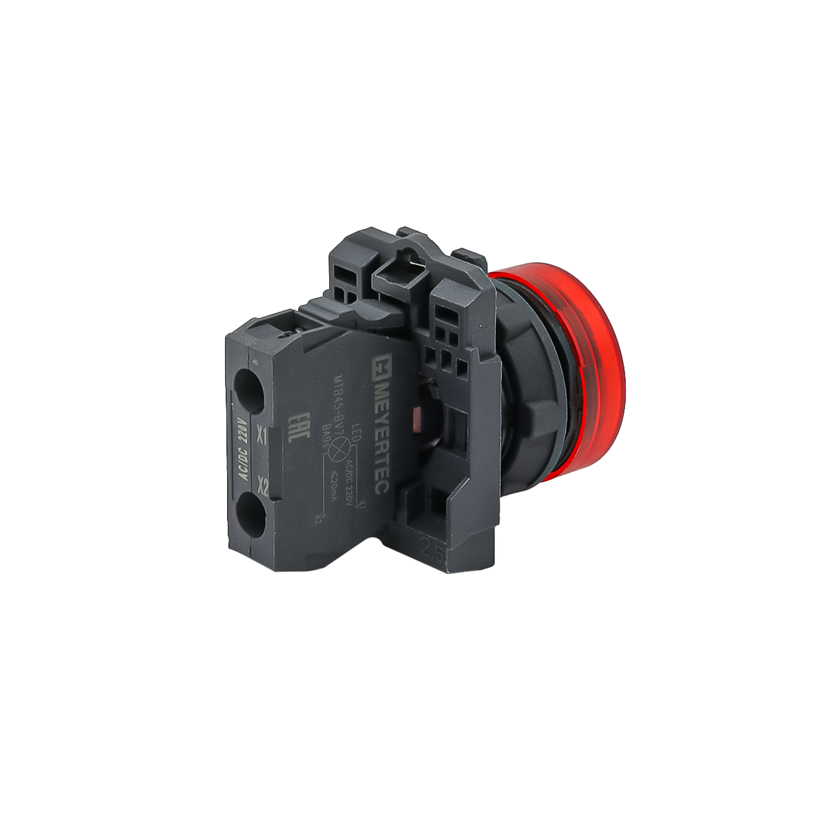 Лампа сигнальная красная, 220V AС/DC, IP65, пластик