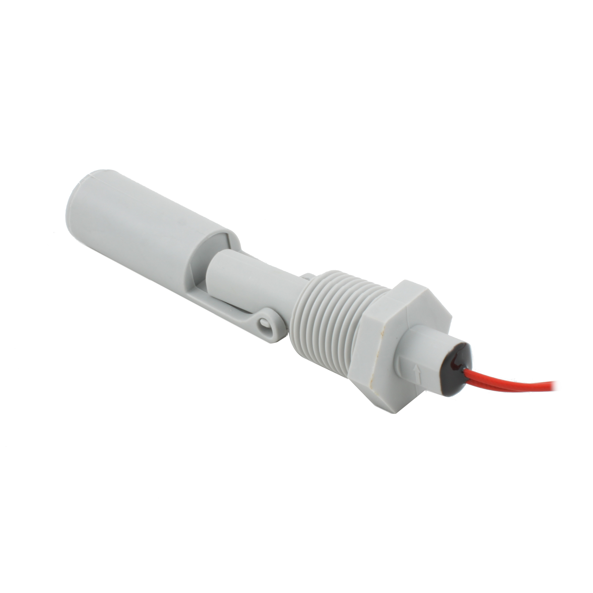 Поплавковый датчик уровня жидкости, горизонтальное исполнение, -20 +120 С, соединение- резьба 1/2"NPT PVDF, кабель 500 мм, поплавок - PVDF