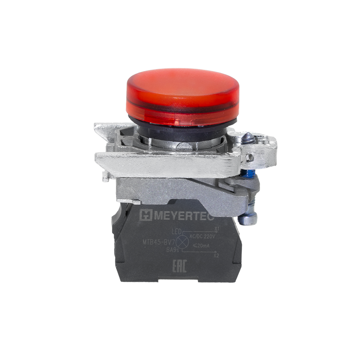 Лампа сигнальная красная, 220V AС/DC, IP65, металл