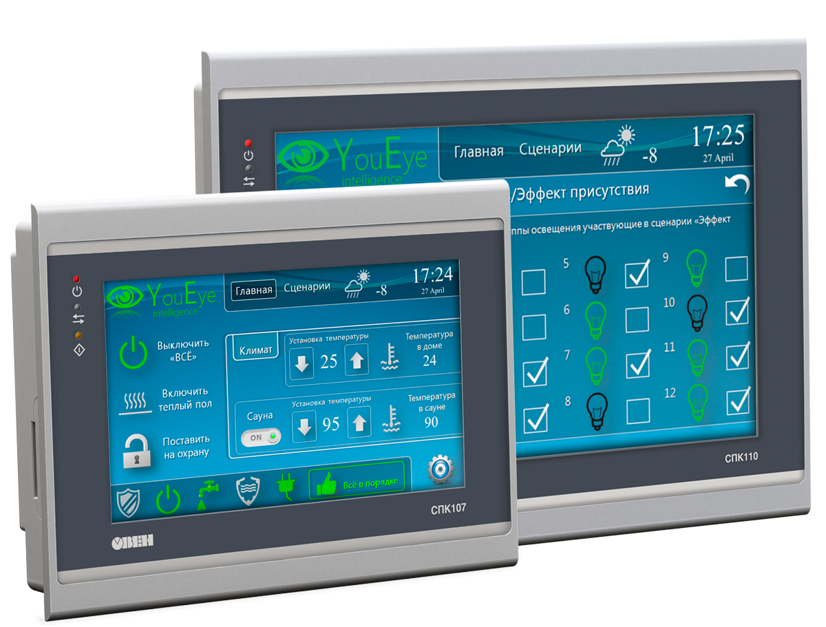 СПК107, СПК110 ОВЕН сенсорные панельные контроллеры с Ethernet