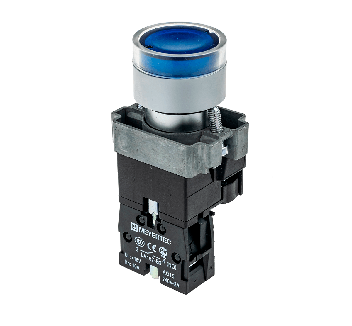 Кнопка с подсветкой синяя, 220V 1NO