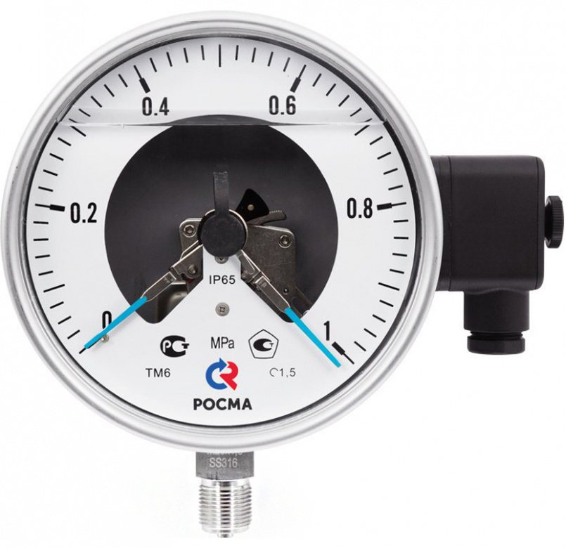 Манометры ТМ-521.05 и ТМ-621.05 кор­ро­зи­он­но­стой­кие виб­ро­ус­той­чи­вые с элек­тро­кон­такт­ной при­став­кой