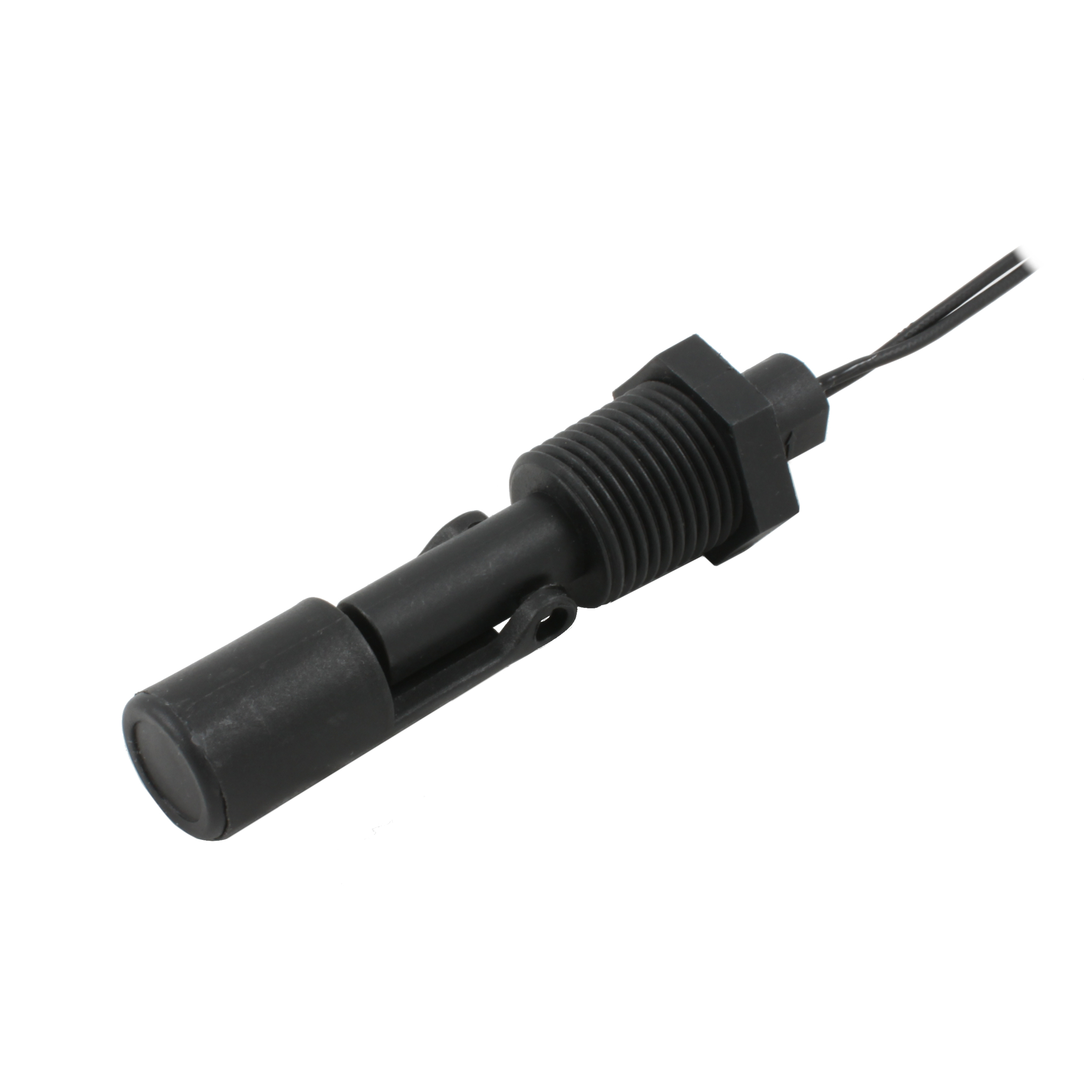 Поплавковый датчик уровня жидкости, горизонтальное исполнение, -20 +80 С, соединение- резьба 1/2"NPT полипропилен, кабель 500 мм, поплавок - полипропилен