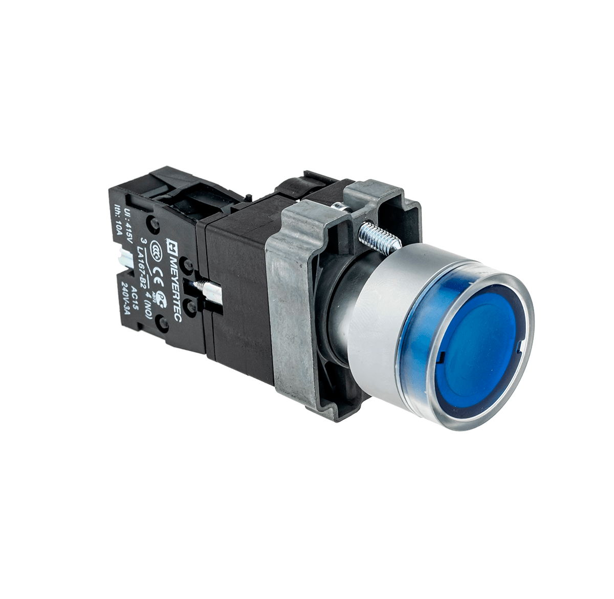 Кнопка с подсветкой синяя, 220V 1NO
