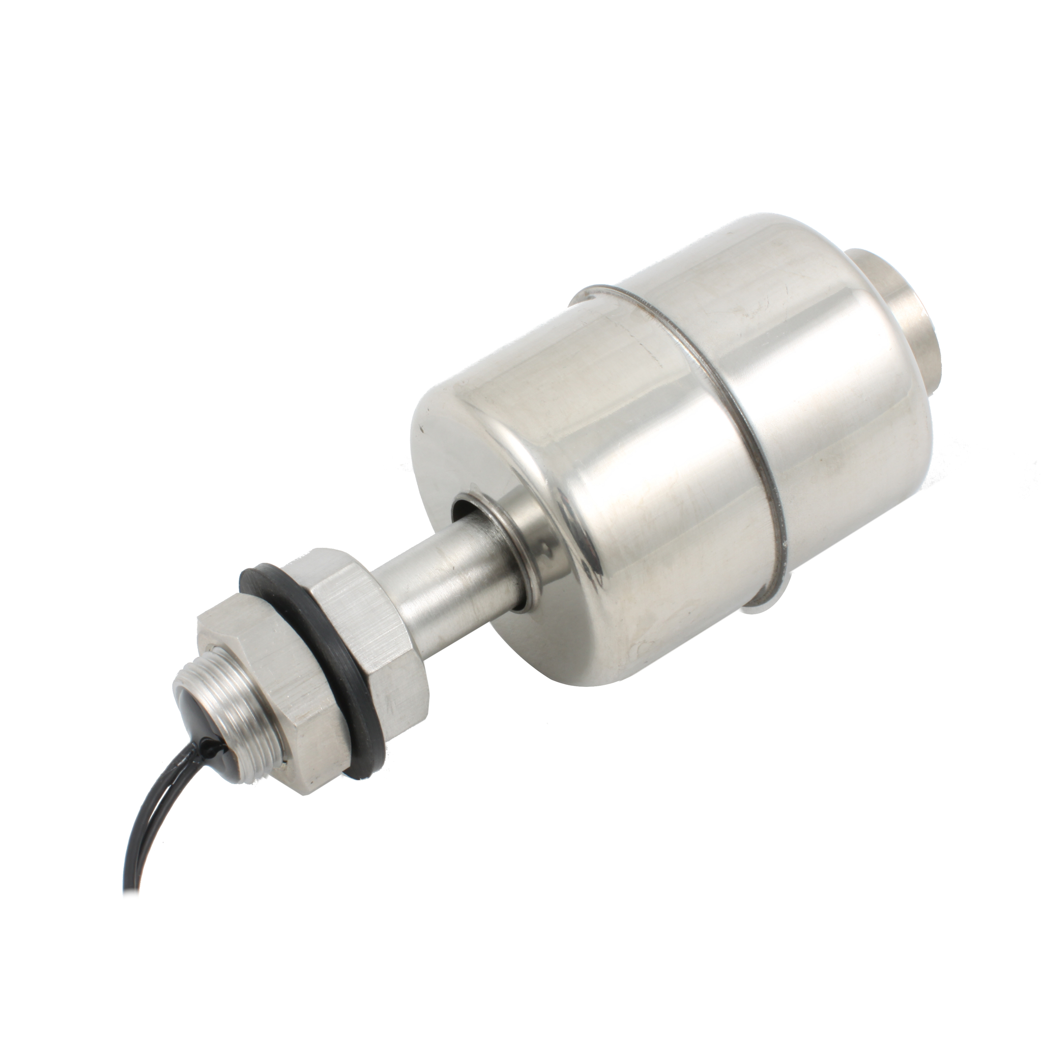 Поплавковый датчик уровня жидкости, вертикальное исполнение, -20 +120 С, соединение- резьба 3/8"PF нерж. сталь, кабель 500 мм, поплавок D=45 мм нерж. сталь