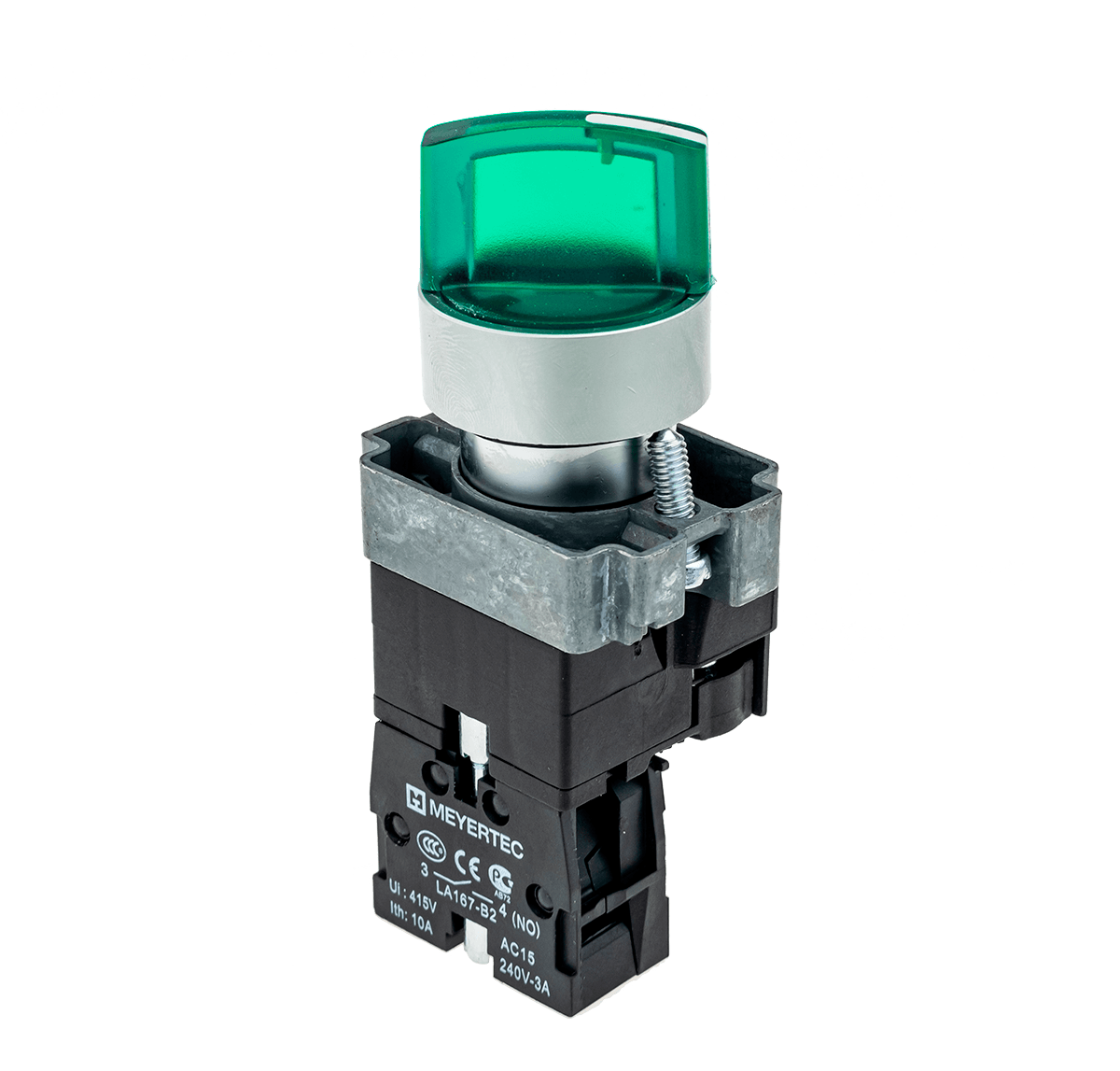 Переключатель с подсветкой, с фиксацией, 24V AC/DC, зеленый, 2 положения, 1NO