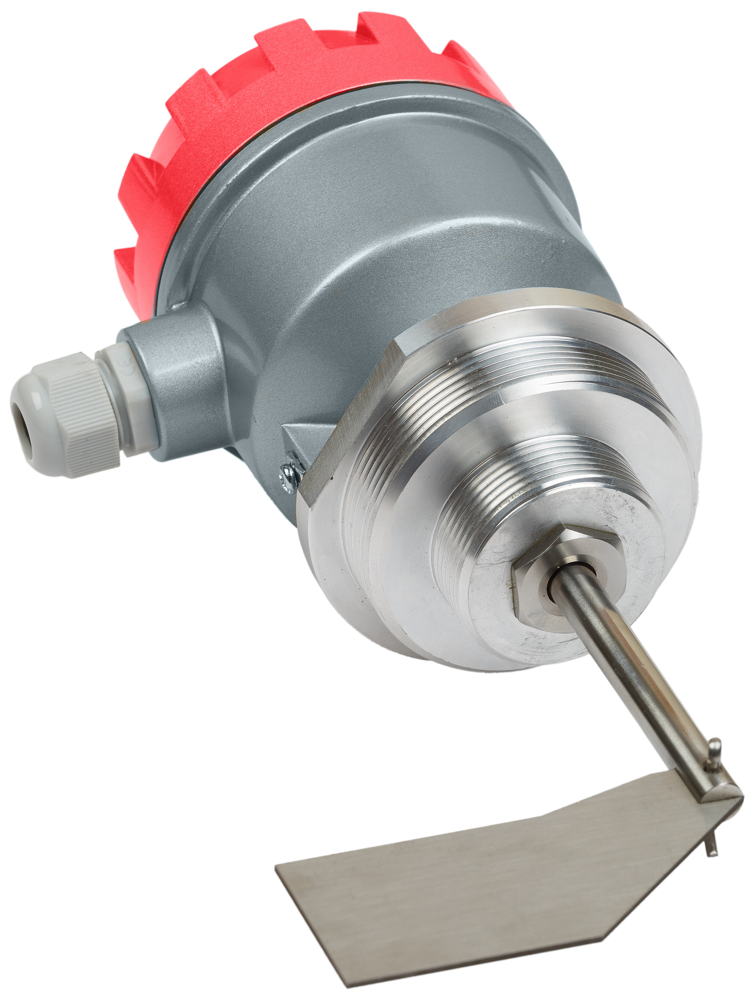 Механический ротационный датчик предельного уровня сыпучих материалов в алюм. корпусе, взрывозащ. ТР ТС 012/2011, -40 +80 С, Рmax=0.8 bar, 220 VAC, IP66, лопасть 40х98 мм, нерж. сталь, скорость вращения 5 об/мин, соединение- резьба 1 1/2" с переходом на 2