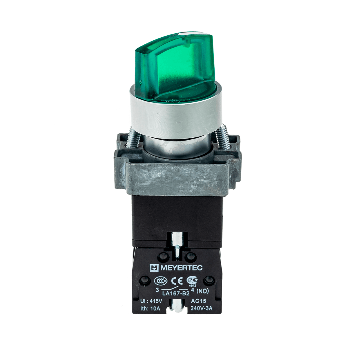 Переключатель с подсветкой, с фиксацией, 24V AC/DC, зеленый, 2 положения, 1NO