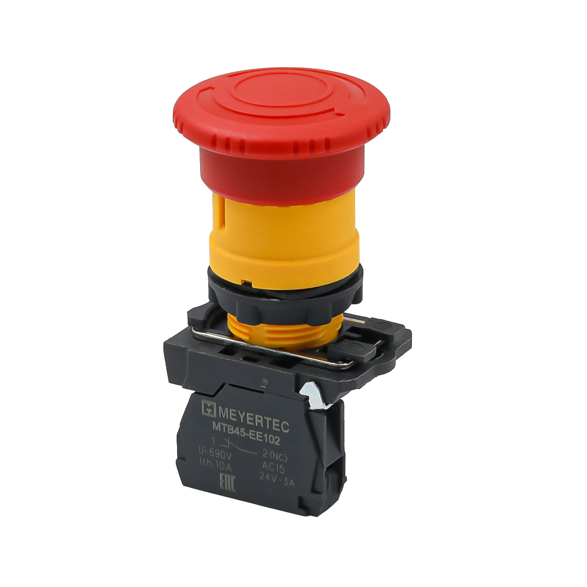 Кнопка грибовидная аварийной остановки, красная, 40 мм, возврат поворотом с фиксацией, 1NC, IP65, пластик