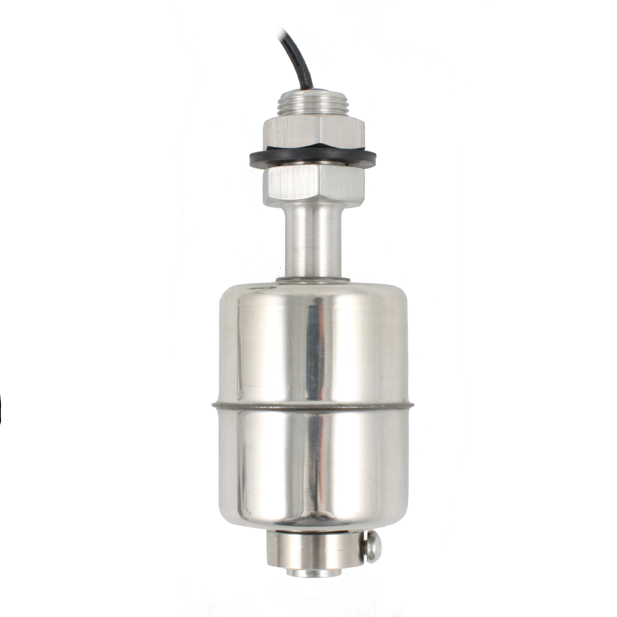 Поплавковый датчик уровня жидкости, вертикальное исполнение, -20 +120 С, соединение- резьба 3/8"PF нерж. сталь, кабель 500 мм, поплавок D=45 мм нерж. сталь