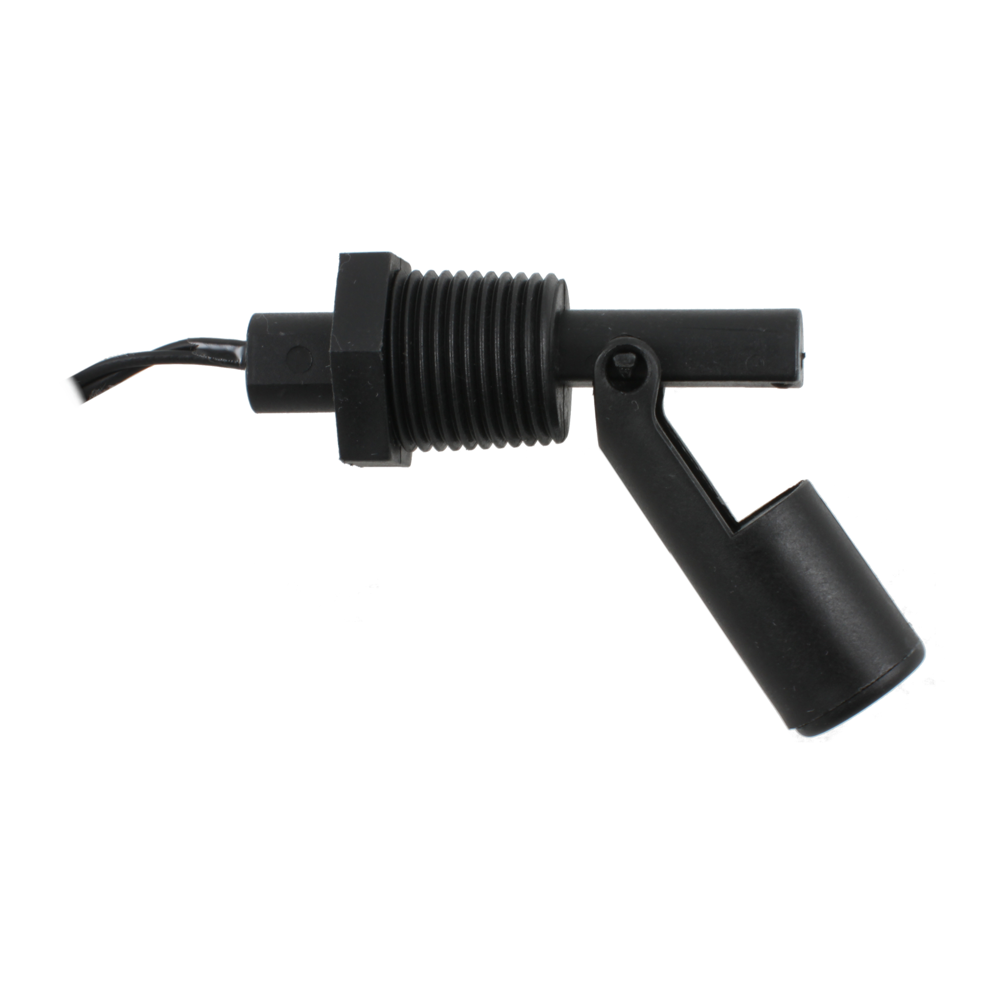 Поплавковый датчик уровня жидкости, горизонтальное исполнение, -20 +80 С, соединение- резьба 1/2"NPT полипропилен, кабель 500 мм, поплавок - полипропилен